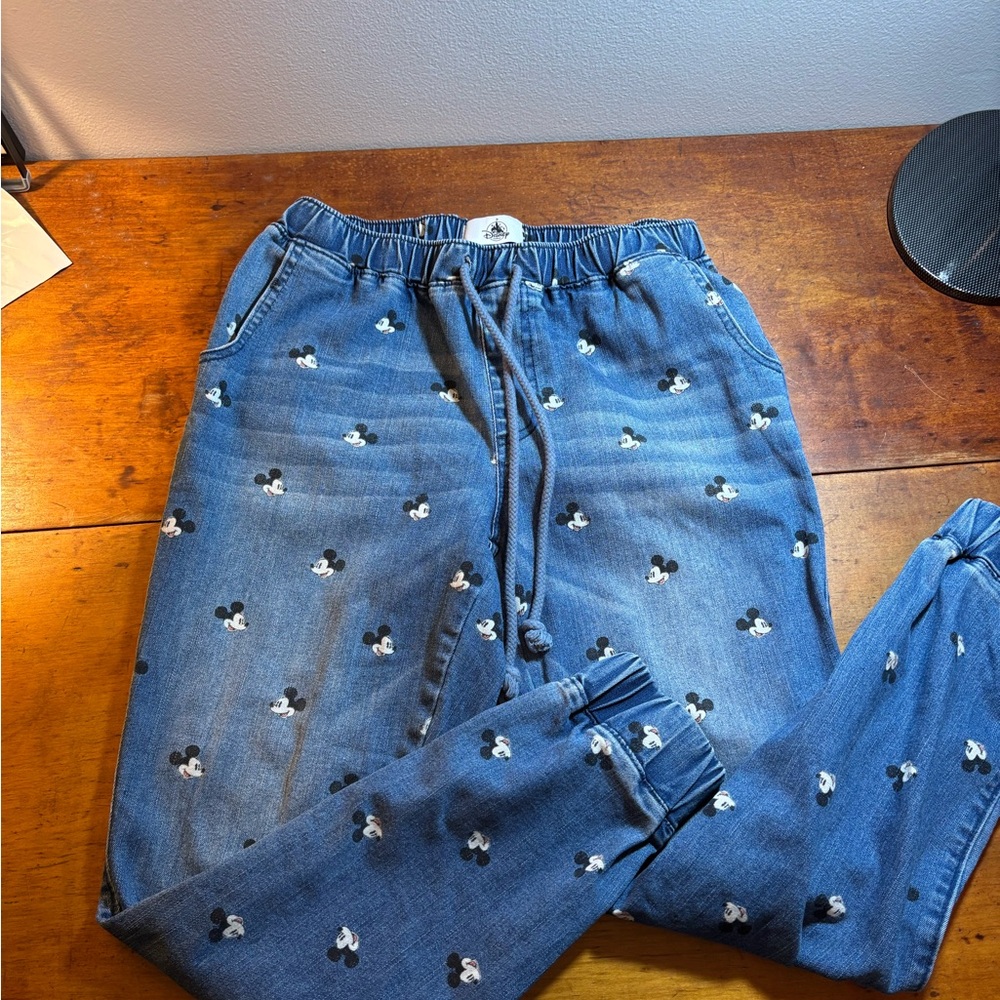 Disney Blue Denim Mickey Print Women Jeans